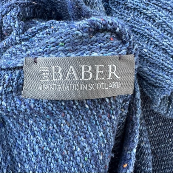 Bill Baber Donegal Merino Wool Celtic Knot Poncho Cape Blue Scotland OS - Picture 8 of 9